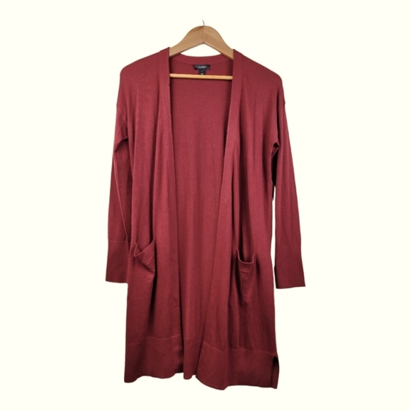 HALOGEN Long Cozy Cardigan in Wine/Burgundy/Merlot‎ - Picture 6 of 8